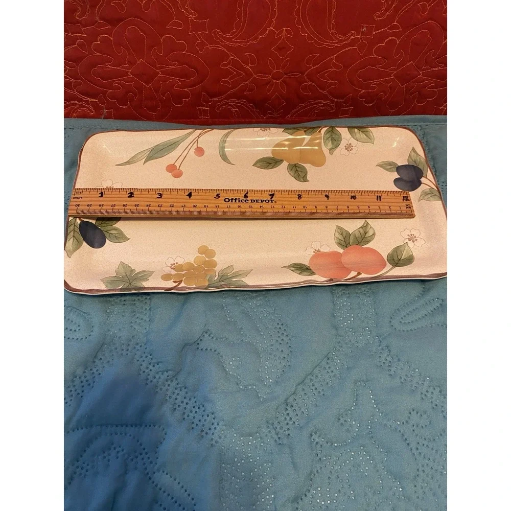 Mikasa Fruit Panorama  Serving Platter Tray Rectangle Peach Plum‎ Grape Pear